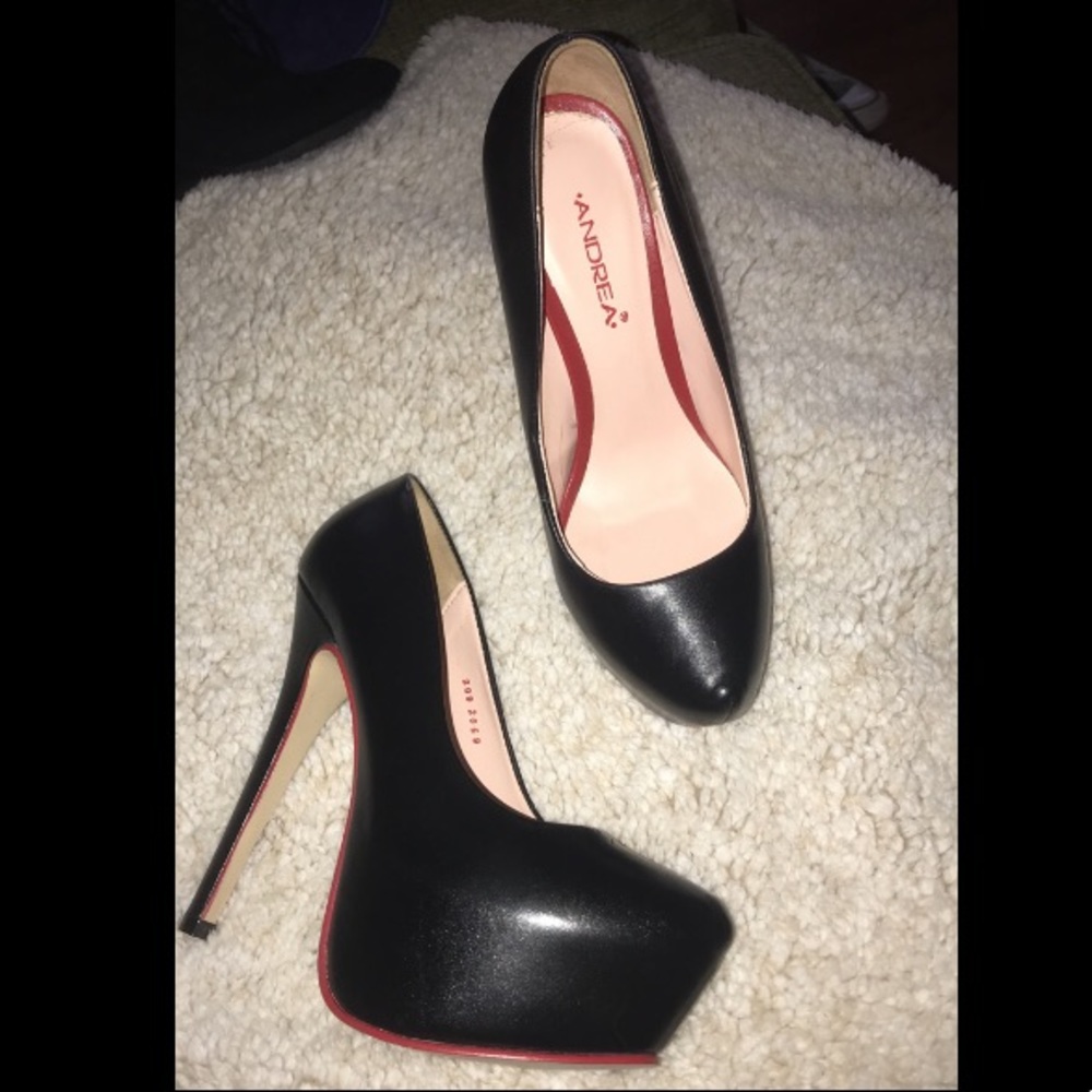 Andrea Faux Leather Black Heels